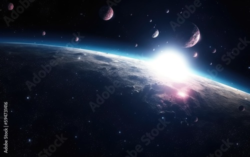 3D illustration of Deep space background  full of stars and galaxies  Generative AI