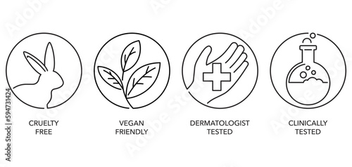 Icons set in thin line for labeling of products 
