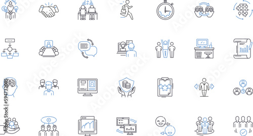 Human resources and staffing line icons collection. Recruitment, Hiring, Staffing, Talent, Onboarding, Training, Diversity vector and linear illustration. Retention,Performance,Succession outline