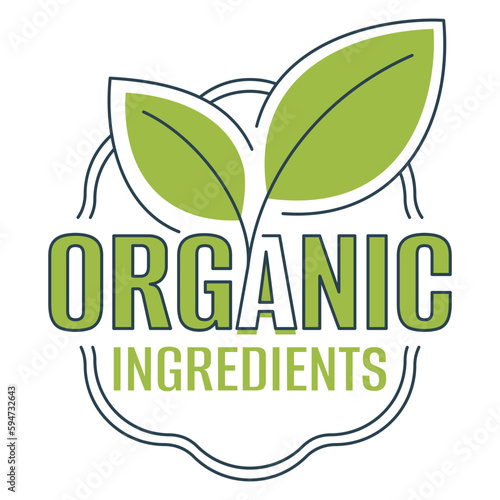 Organic Ingredients badge - seal in thin line
