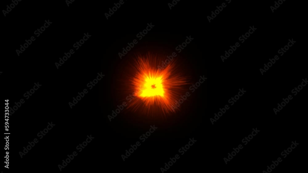 The explosion of particles from the center to the periphery. The work is done in mov format with the help of the Particular plugin. The particles have slightly different shades (depending on the locat