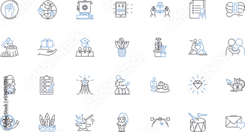 abstract art line icons collection. Expressionism, Minimalism, Surrealism, Contemporary, Avant-garde, Gestural, Conceptual vector and linear illustration. Non-representational,Chromatic,Mixed-media