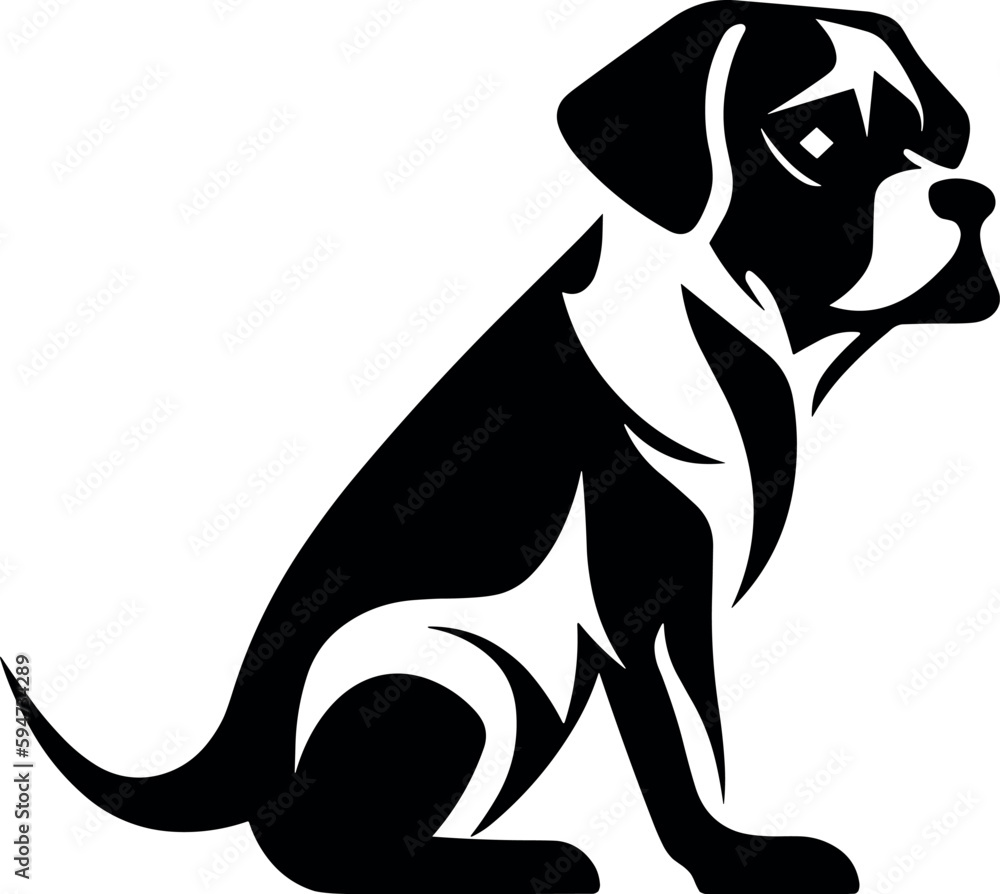 Obraz premium black and white dog silhouette