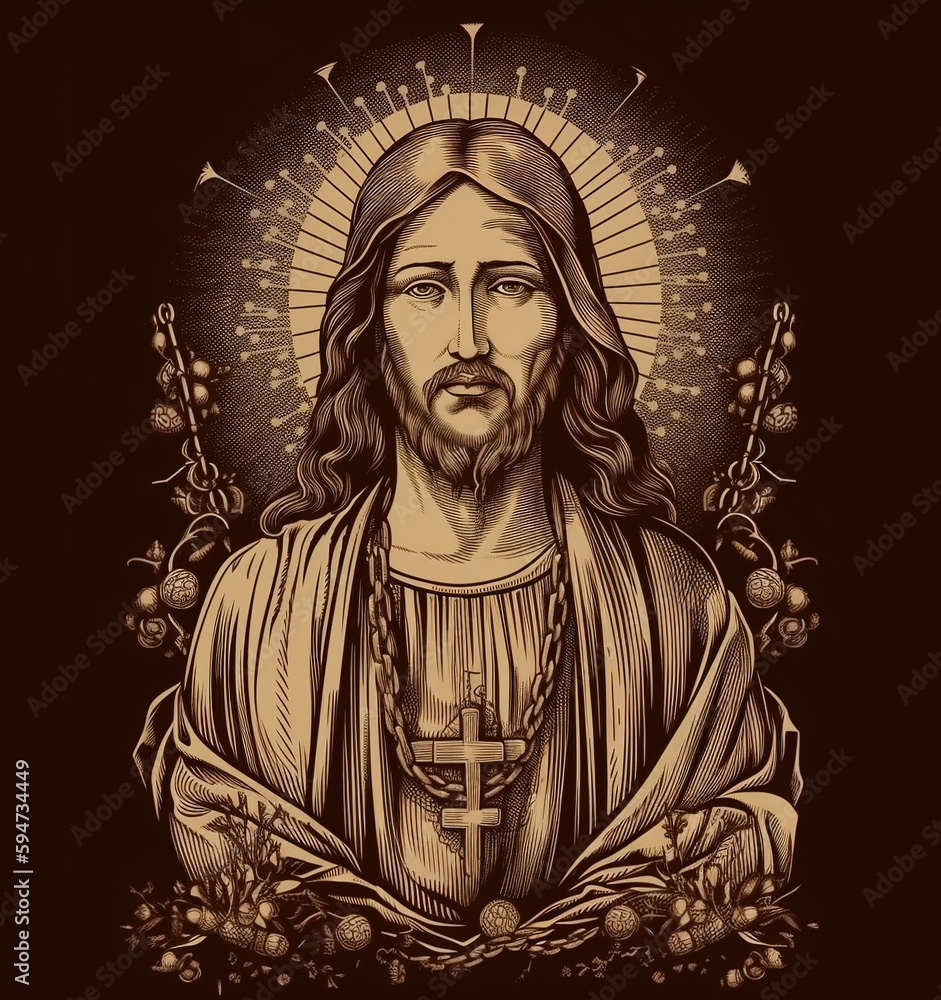 Jesus illustration, generative ai Jesus illustration, generative ai
