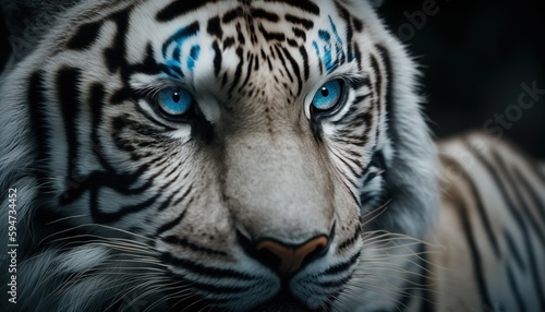 look of a white tiger with blue eyes  white tiger  generative AI  picture of a white tiger