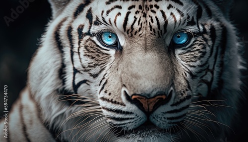 look of a white tiger with blue eyes  white tiger  generative AI  picture of a white tiger