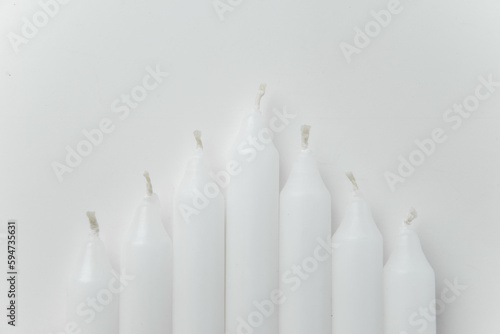 top view white candles on a white surface funeral fire death flame lamp