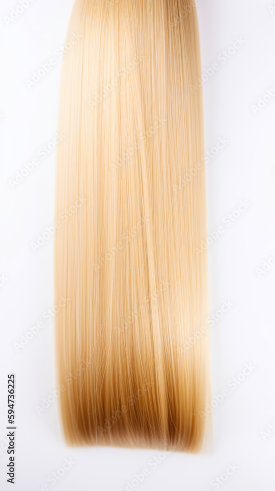 Beautiful keratin treated hair on white background Beautiful keratin treated hair on white background