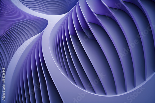 Generative AI illustration of abstract geometric background with purple curvy lines forming symmetric ornament