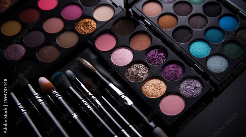Beauty Set of Eyeshadow. Mascara Generated AI Beauty Set of Eyeshadow. Mascara Generated AI