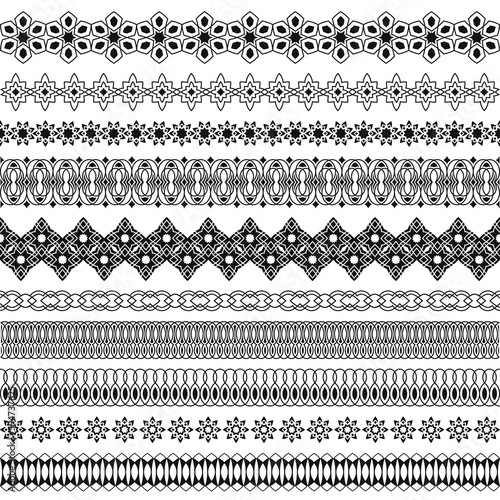 Vector set of seamless brushes with eastern ornaments
