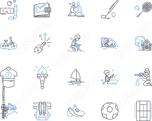 Fun line icons collection. Joyful, Playful, Amusing, Entertaining, Jolly, Hilarious, Lively vector and linear illustration. Pleasurable,Exciting,Festive outline signs set