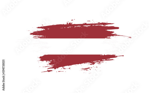 Creative hand-drawn brush stroke flag of LATVIA country vector illustration