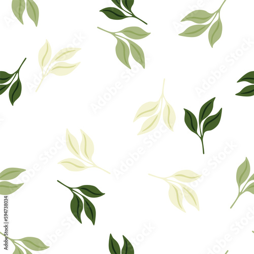 Simple leaves Seamless pattern. Decorative forest leaf endless wallpaper. Organic background.