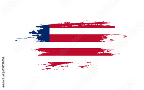 Creative hand-drawn brush stroke flag of LIBERIA country vector illustration