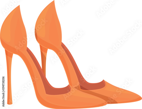 Orange high heels shoes icon cartoon vector. Women fashion. Classic dance