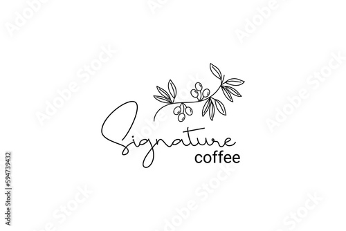 premium coffee plant logo inspiration with leaves for caffe