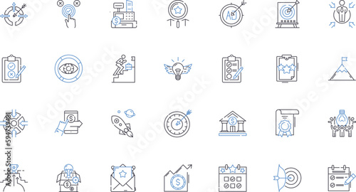 Mtary aspirations line icons collection. Ambition, Goals, Success, Achievement, Career, Fulfillment, Progress vector and linear illustration. Growth,Development,Advancement outline signs set