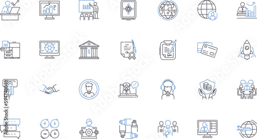 Organization headquarters line icons collection. Corporate, Location, Hierarchy, Structure, Building, Office, Management vector and linear illustration. Stratagem,Establishment,Arrangement outline