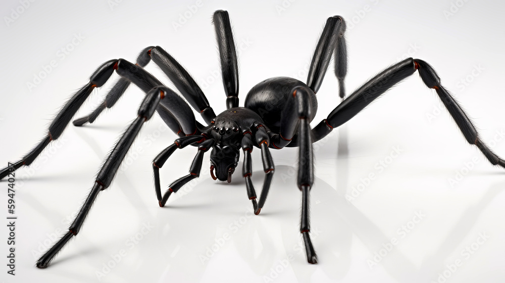 Black Widow SpiderIsolated on White Black Widow SpiderIsolated on White