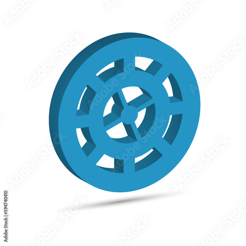 Abstract volumetric detail of a round shape. Vector illustration isolated on a white background.