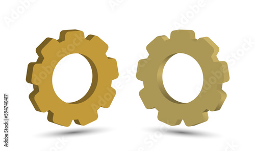 Two projections of the volume gear. Vector illustration isolated on a white background.