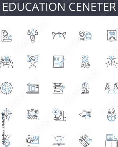 Education ceneter line icons collection. Industrial, Equipment, Tools, Workshop, Mechanics, Engineering, Factory vector and linear illustration. Automation,Assembly,Machinery outline signs set