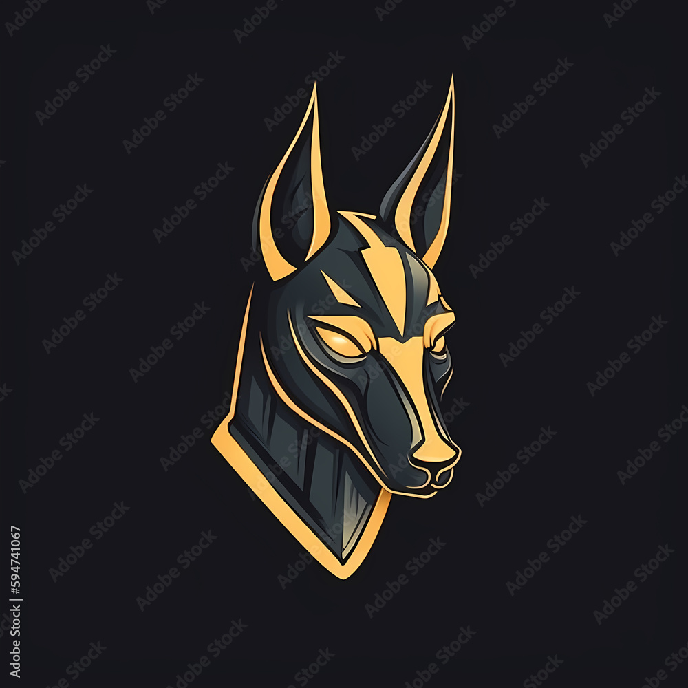 Anubis 2d Vector Logo On A Dark Background