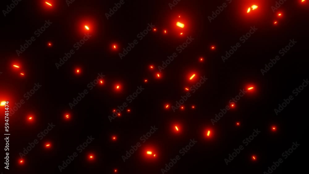 motion glowing particles of red light flying in the dark abstract background. 4k footage motion glowing particles of red light flying in the dark abstract background. 4k footage