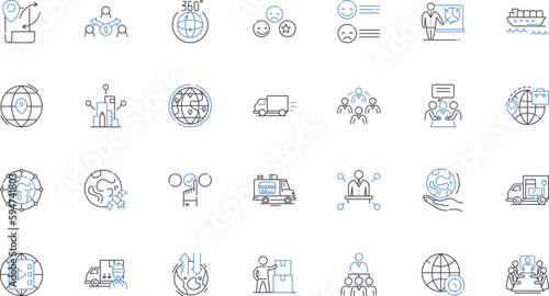 Transference line icons collection. Projection, Psychology, Subconscious, Unresolved, Emotions, Ambivalence, Intensity vector and linear illustration. Relationships,Inhibition,Countertransference