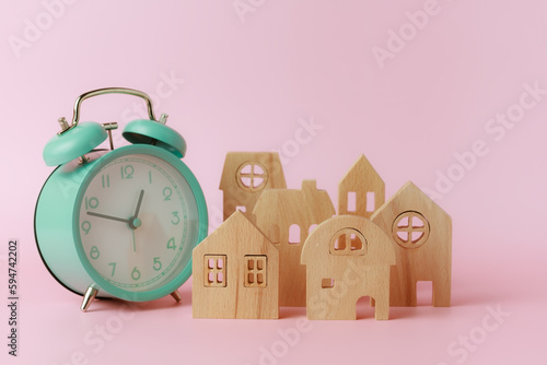 A bell alarm clock with woo...