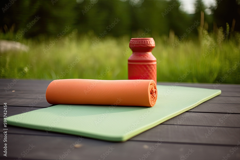 Yoga equipment in the park, Generative AI Yoga equipment in the park, Generative AI