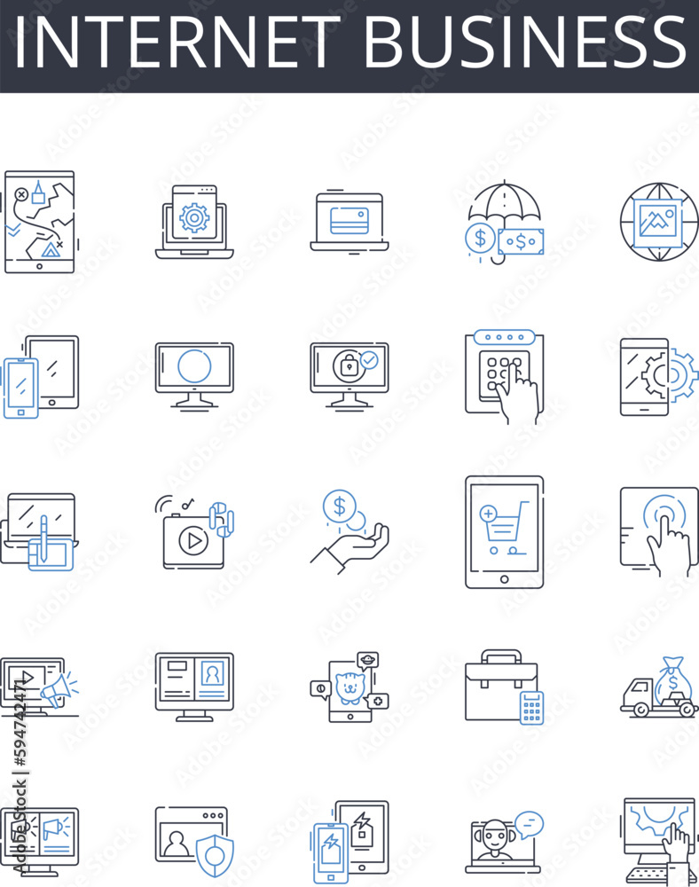 Internet business line icons collection. Online business, E-commerce, Web-based business, Digital enterprise, Cybercommerce, Virtual business, Web commerce vector and linear illustration. Electronic Internet business line icons collection. Online business, E-commerce, Web-based business, Digital enterprise, Cybercommerce, Virtual business, Web commerce vector and linear illustration. Electronic