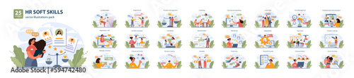 Human resources manager soft skills big set. HR agent competencies