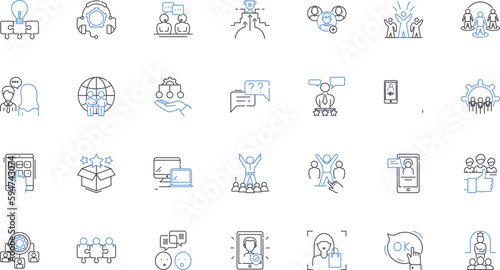 Account assistance line icons collection. Support, Help, Guidance, Assistance, Accountant, Tax, Audit vector and linear illustration. Balance,Budget,Finance outline signs set