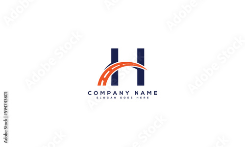 Free Download Letter H or h with road sign abstract vector logo design template. H letter mark icon design - GFXLoad