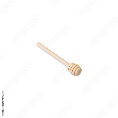 Wooden honey dipper isolated over white background