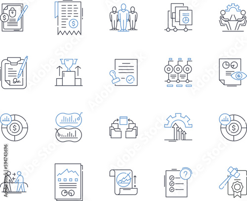Human economics line icons collection. Wealth, Resources, Capitalism, Labor, Market, Demand, Supply vector and linear illustration. Distribution,Trade,Globalization outline signs set