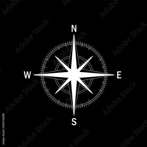 Vector compass rose with North, South, East and West isolated
