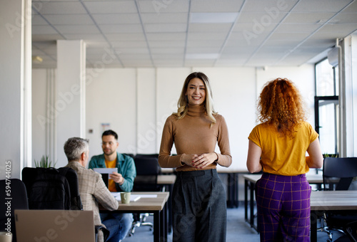 Happy, business leader and woman with a smile in success with crossed arms in a light office.