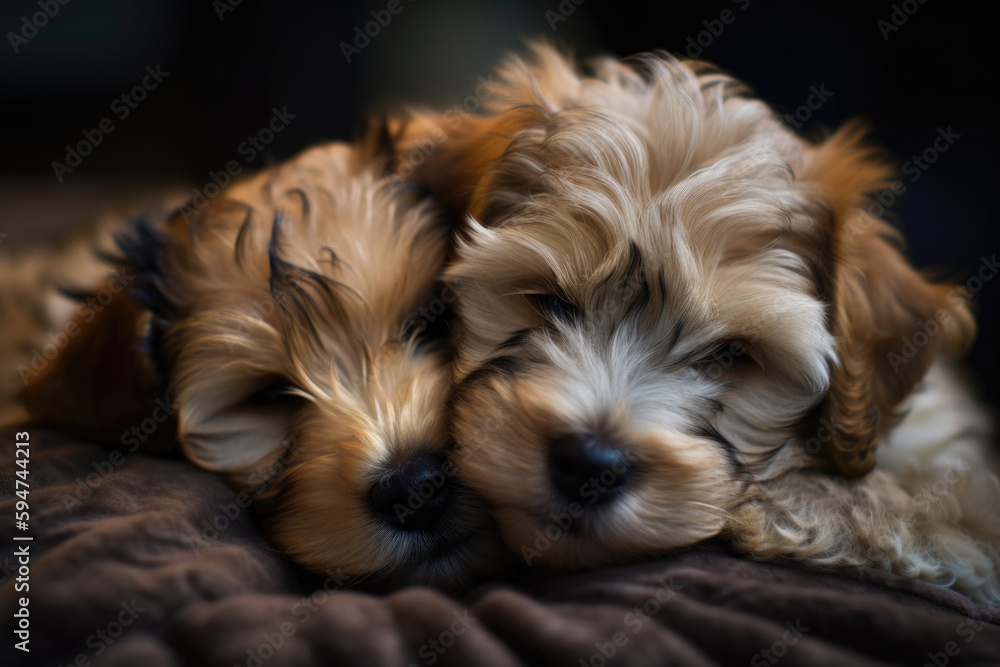 Two cute sleeping pappies. Generative AI photorealistic illustration Two cute sleeping pappies. Generative AI photorealistic illustration