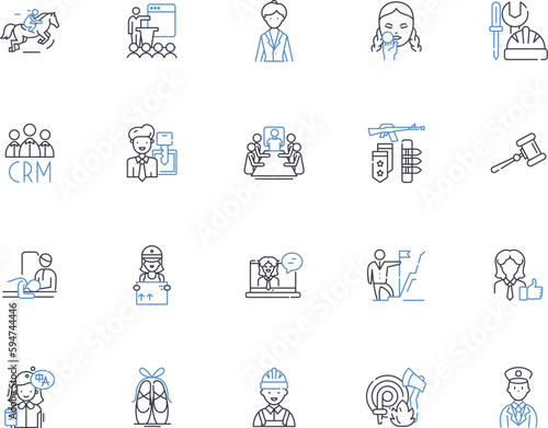 Skill sets line icons collection. Expertise, Proficiency, Mastery, Competency, Aptitude, Talent, Capability vector and linear illustration. Ability,Skillfulness,Efficiency outline signs set