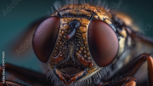 Macro shot of a close-up of a fly's eye/Generative AI © Rizly