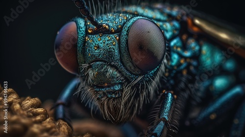 Macro shot of a close-up of a fly's eye/Generative AI © Rizly