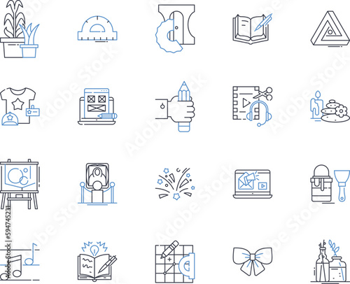 Radical employment line icons collection. Disruptive, Experimental, Ambitious, Progressive, Transformative, Game-changing, Innovative vector and linear illustration. Revolutionary,Futuristic,Creative