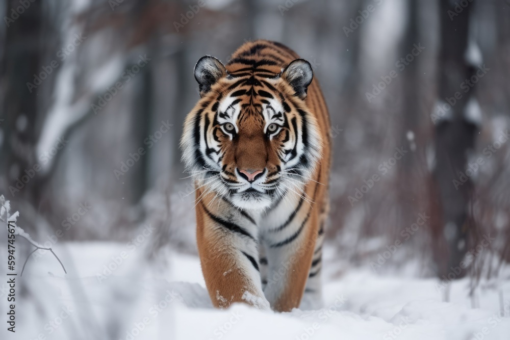 Tiger in the snow wallpapers Generative AI