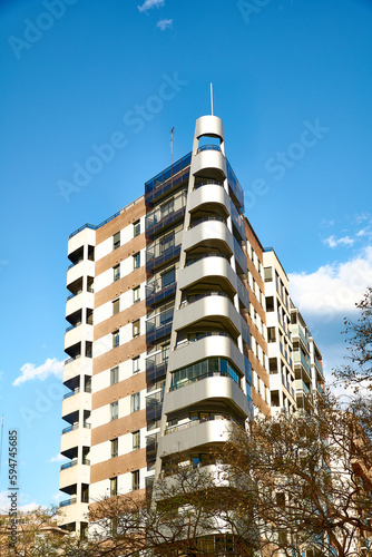 Modern building with vegetation and sky