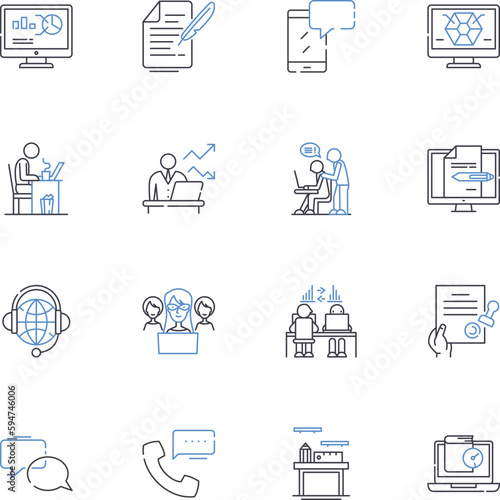 Process framework line icons collection. Methodology, Workflow, Model, Design, Structure, System, Strategy vector and linear illustration. Plan,Blueprint,Approach outline signs set