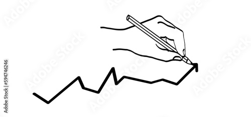 Business graph or candle stick. Cartoon growth progress. Financial chart with uptrend line chart and numbers in stock market. Graph chart of stock market investment trading, Growing growth concept.