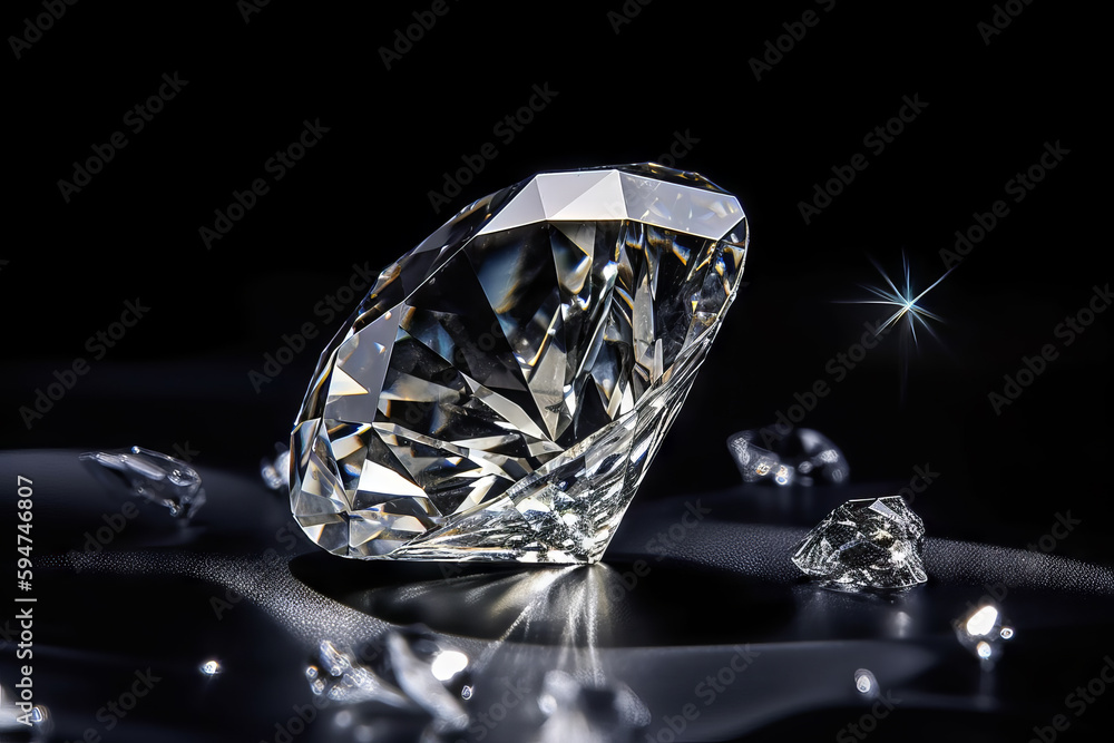diamonds on black background. A scattering of diamonds. generative ai diamonds on black background. A scattering of diamonds. generative ai